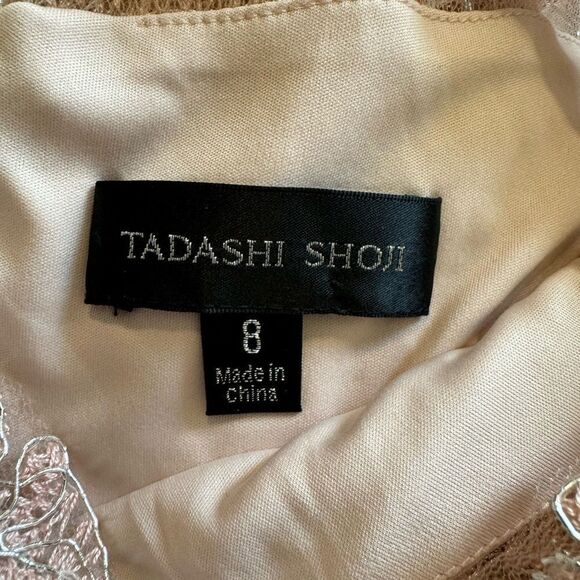 NWT Tadashi Shoji Corded Embroidery On Tulle Cap Sleeve Dress - Picture 7 of 9